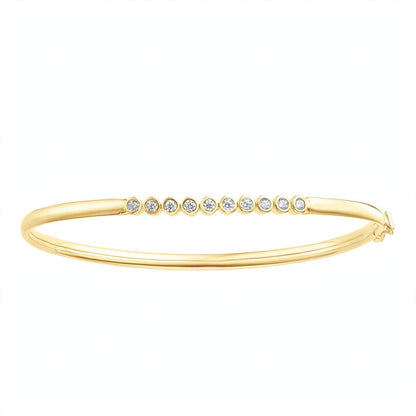 14K Rose Gold Floating Bezel-Set Diamond Bangle Bracelet