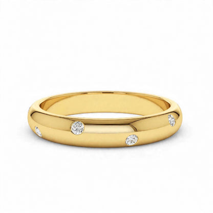 14K White Gold Scattered Flush-Set Diamond Wedding Band