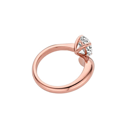 18K Yellow Gold Asymmetric Pear Cut Diamond Engagement Ring.