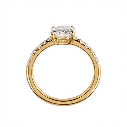 14K Yellow Gold Oval Cut Diamond Engagement Ring with Pavé Band