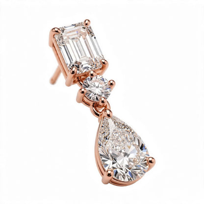 14K White Gold Multi-Shape Diamond Drop Earrings