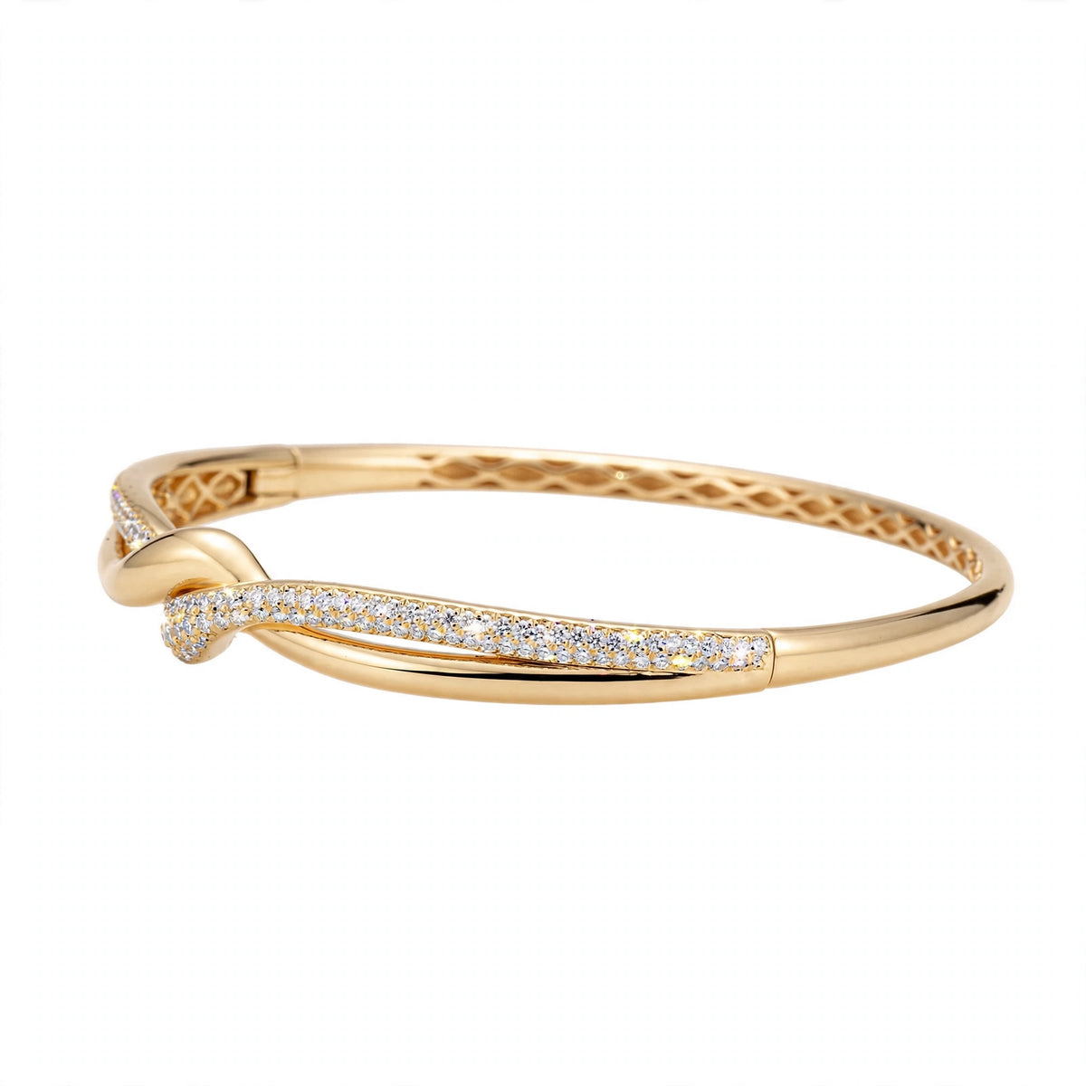 18K Rose Gold Interlocking Infinity Knot Diamond Bangle Bracelet