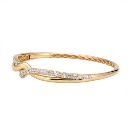 18K Rose Gold Interlocking Infinity Knot Diamond Bangle Bracelet