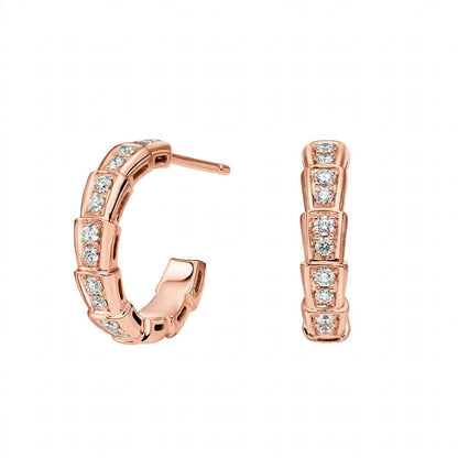 14K Yellow Gold Serpenti Diamond Hoop Earrings