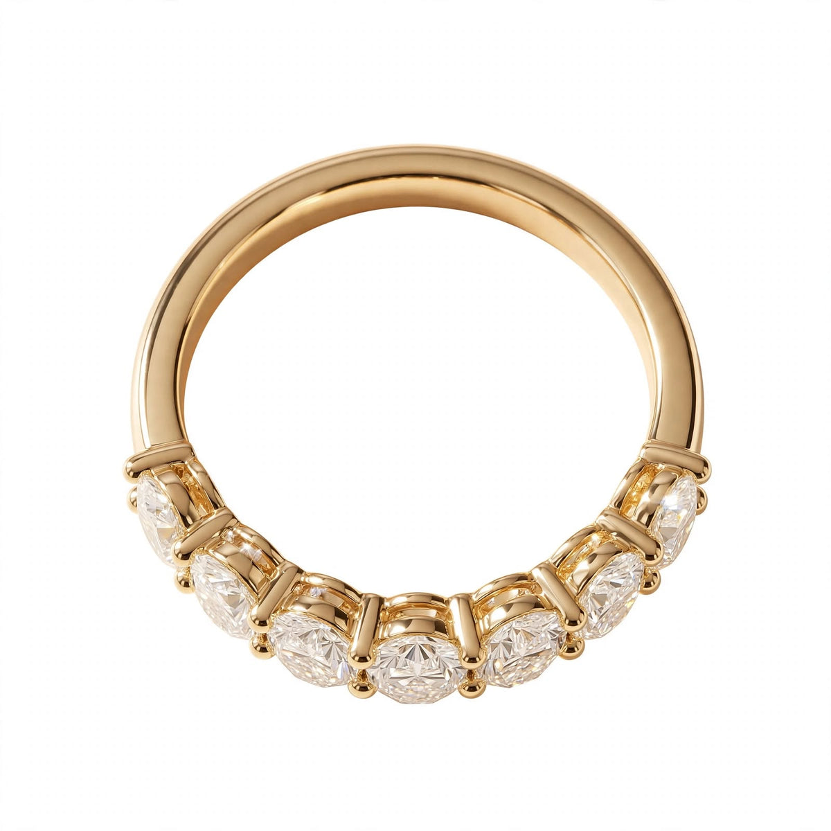 14K Yellow Gold Oval Cut Diamond Half-Eternity Band