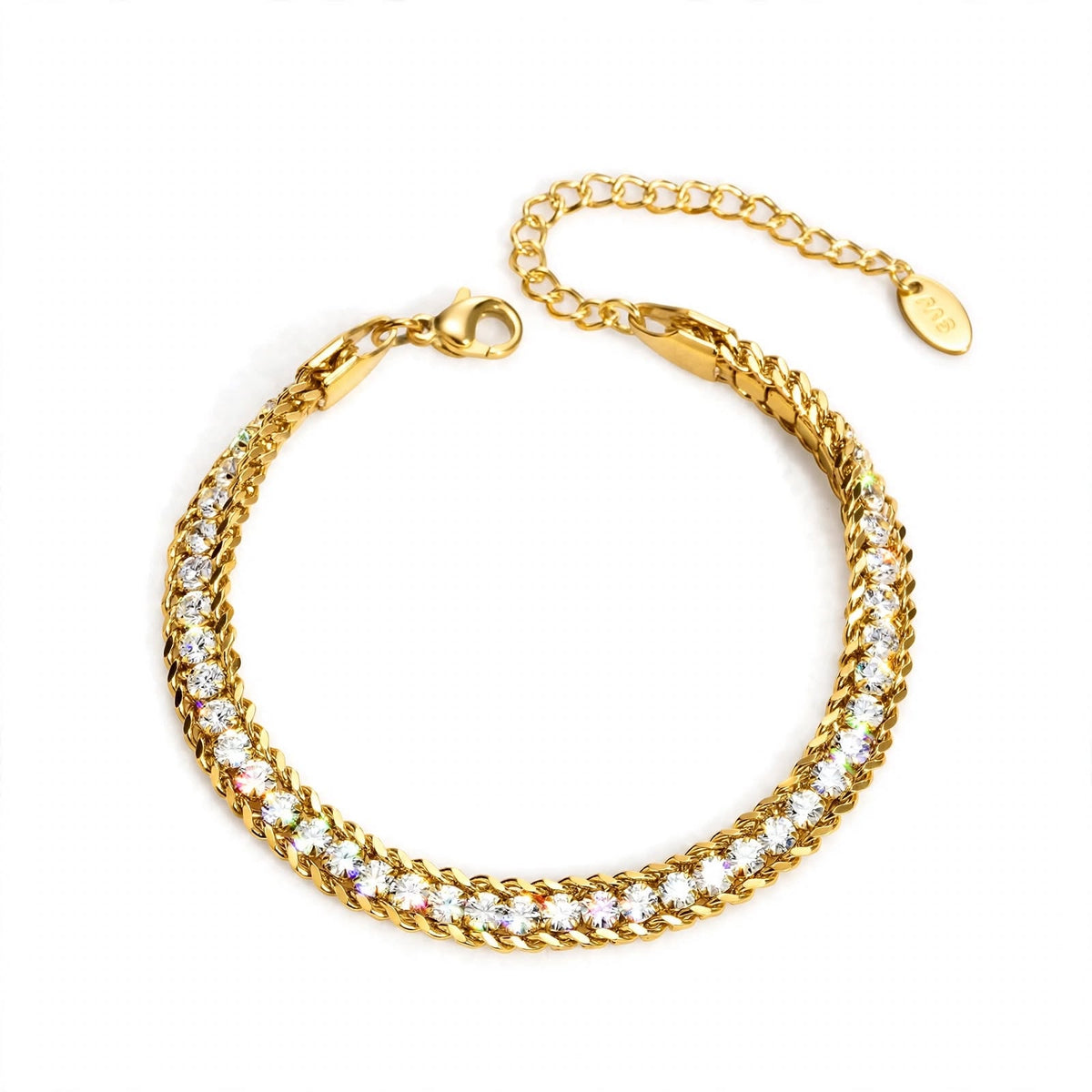 18K Yellow Gold Double Row Tennis Bracelet