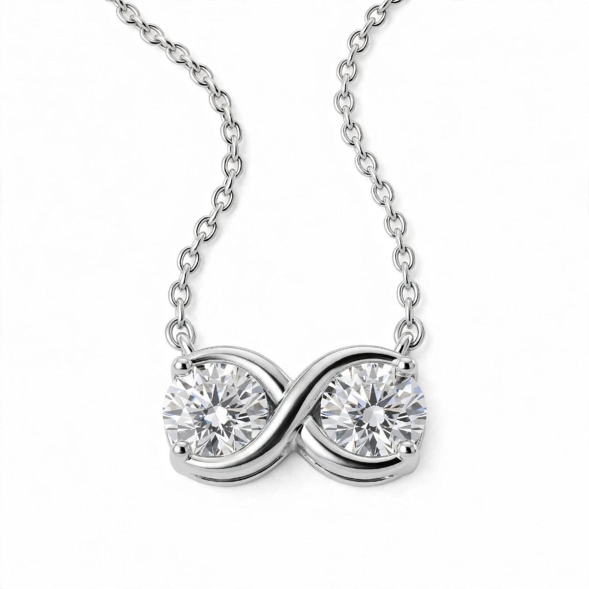 14K Yellow Gold Double Diamond Infinity Pendant Necklace