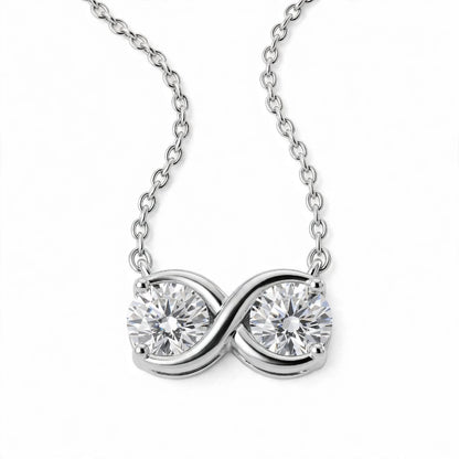 14K Yellow Gold Double Diamond Infinity Pendant Necklace