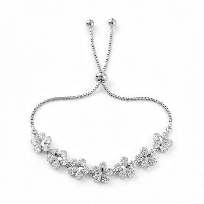 18K Rose Gold Crystal Flower Bolo Bracelet