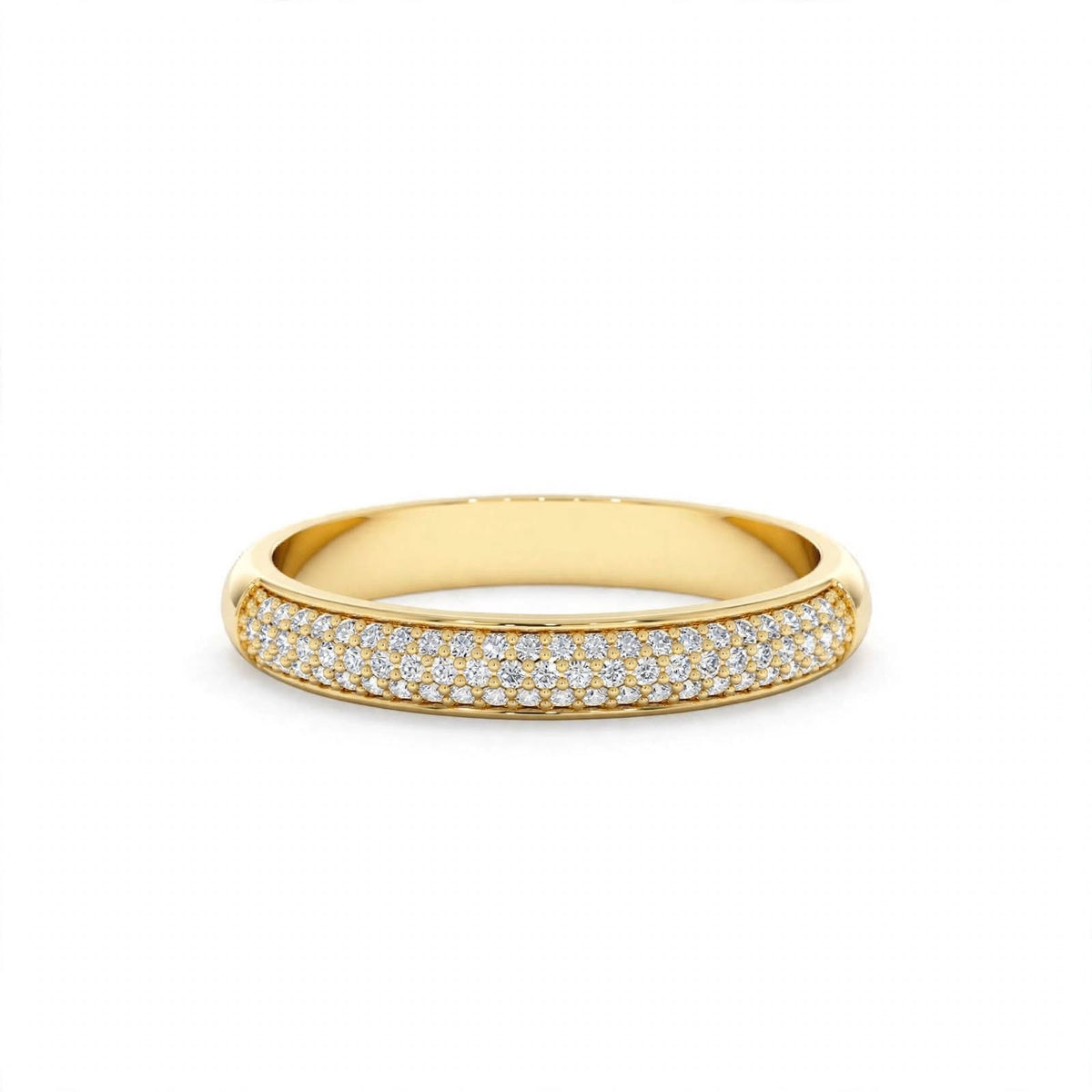 14K Yellow Gold Triple Row Pavé Diamond Eternity Band