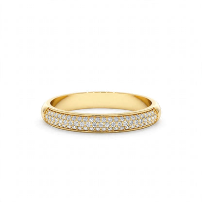 14K Yellow Gold Triple Row Pavé Diamond Eternity Band