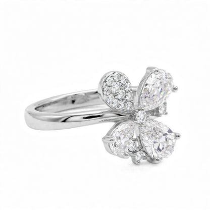 14K Yellow Gold Fancy Cluster Diamond Butterfly Ring
