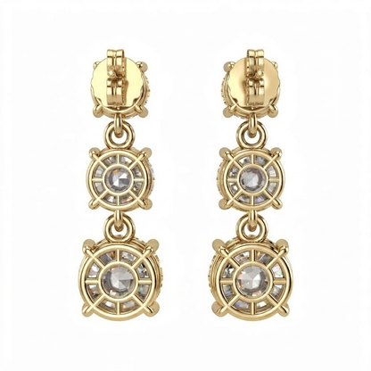 14K White Gold Three-Stone Graduated Diamond Drop Earrings