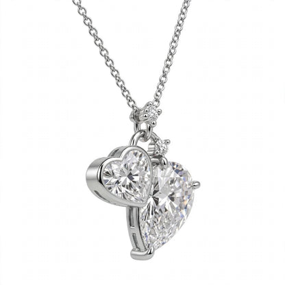 Toi et Moi Heart & Pear Cut Diamond Pendant Necklace