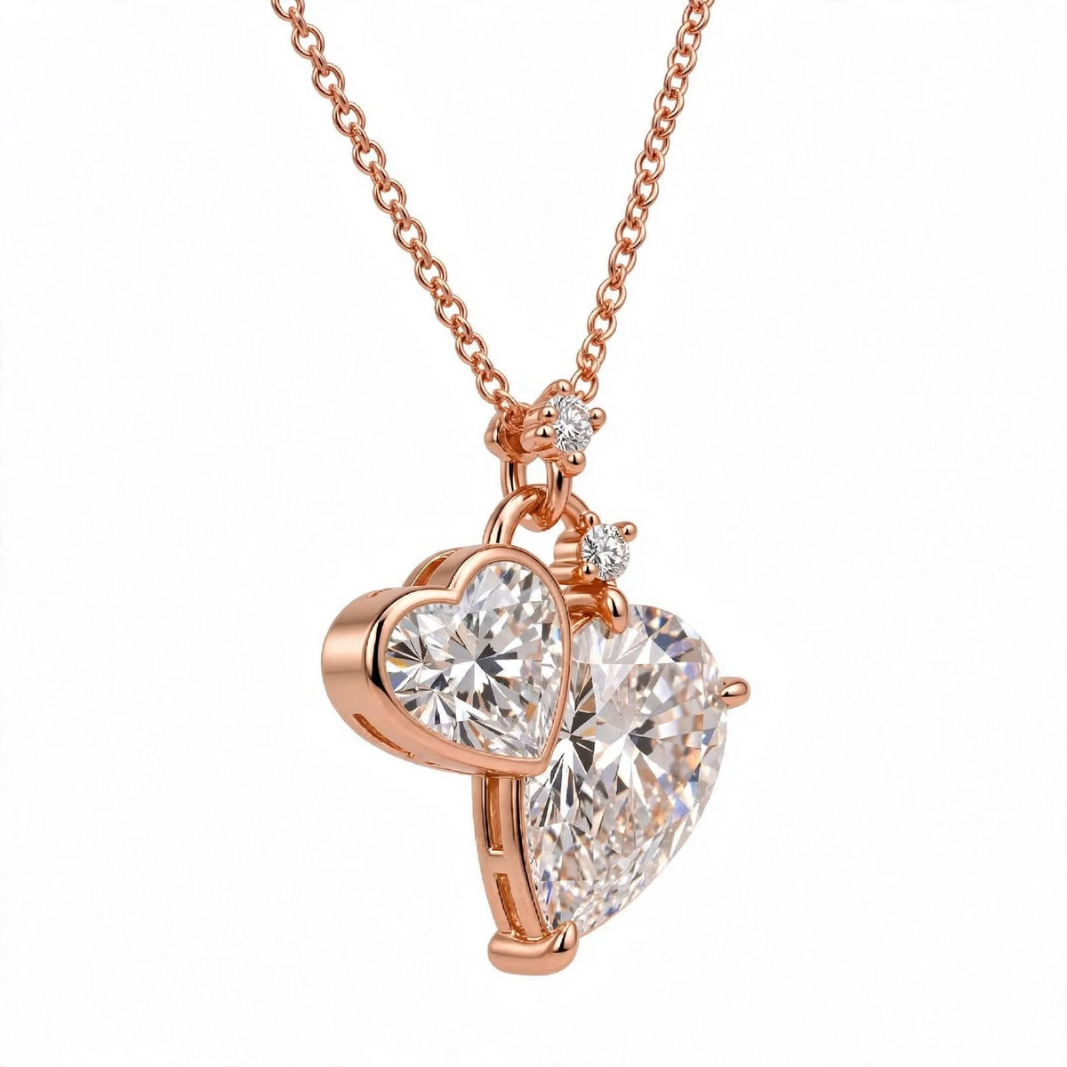 Toi et Moi Heart & Pear Cut Diamond Pendant Necklace