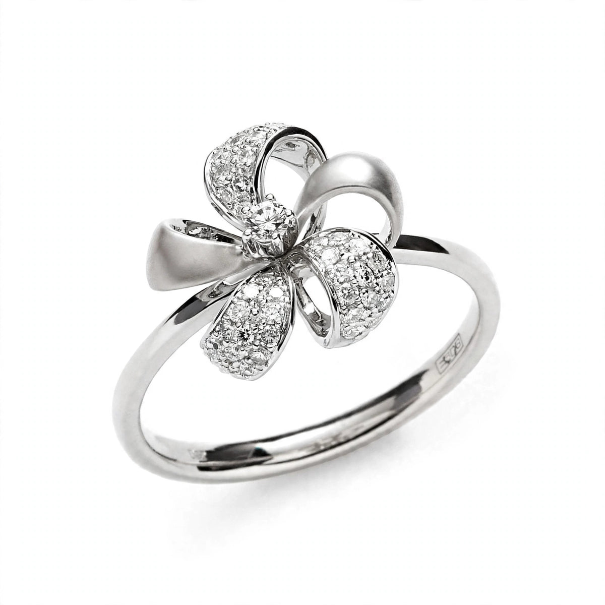 Elegant Rose Gold Flower Bow Ring with Pavé Cluster Diamonds – Fine Statement Jewelry