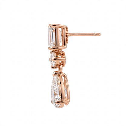 14K White Gold Multi-Shape Diamond Drop Earrings