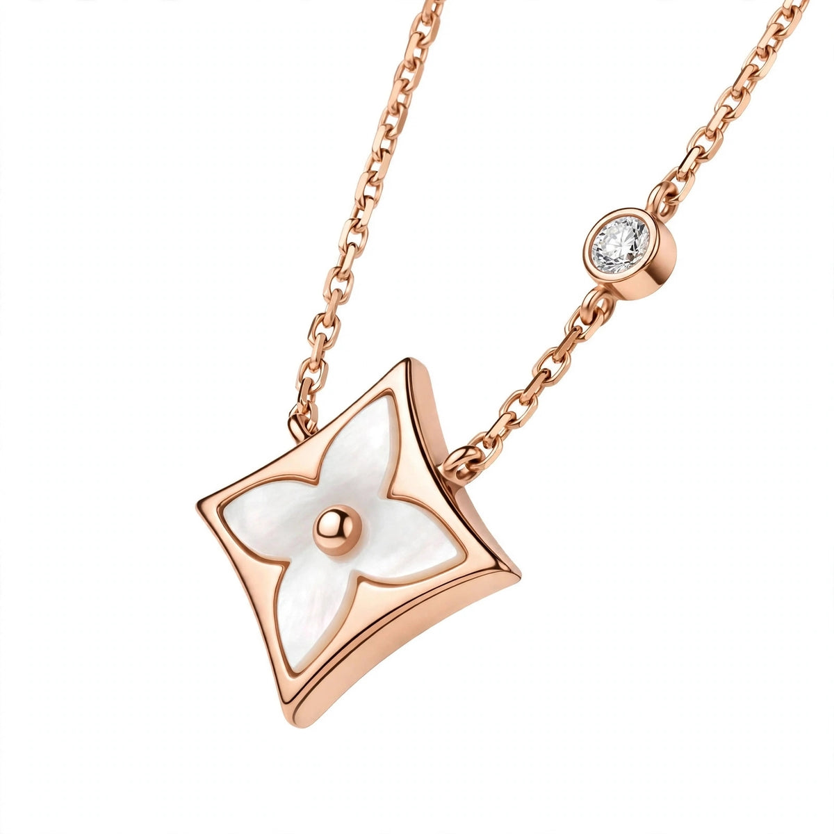 Handmade Mother of Pearl Flower Pendant Necklace