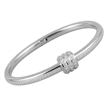 18K Yellow Gold Plated Triple Cylinder Pavé Bangle