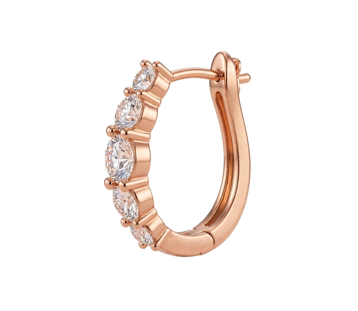 14K Yellow Gold Graduated Diamond Hoop Earrings