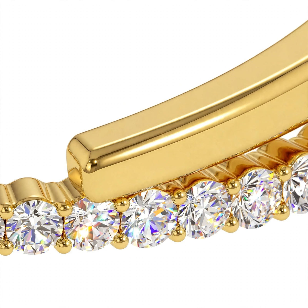 14K White Gold Cross Over Graduating Diamond Bypass Bangle Bracelet