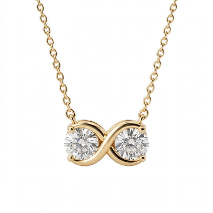 14K Yellow Gold Double Diamond Infinity Pendant Necklace