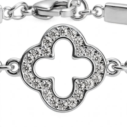 18K Yellow Gold Pavé Clover Bangle Bracelet