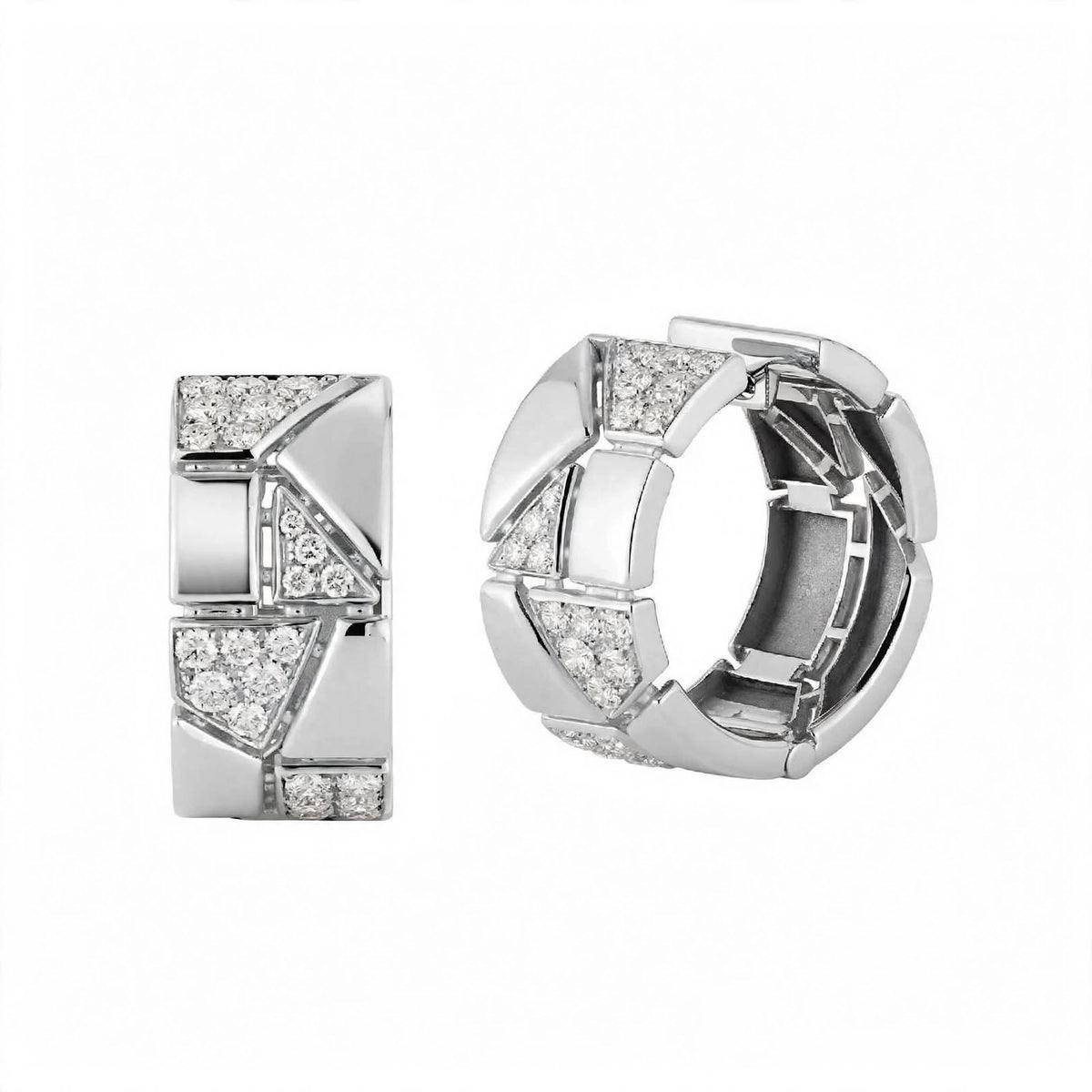 18K Yellow Gold Jigsaw Geometric Hoop Earrings
