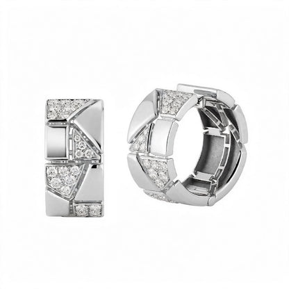 18K Yellow Gold Jigsaw Geometric Hoop Earrings
