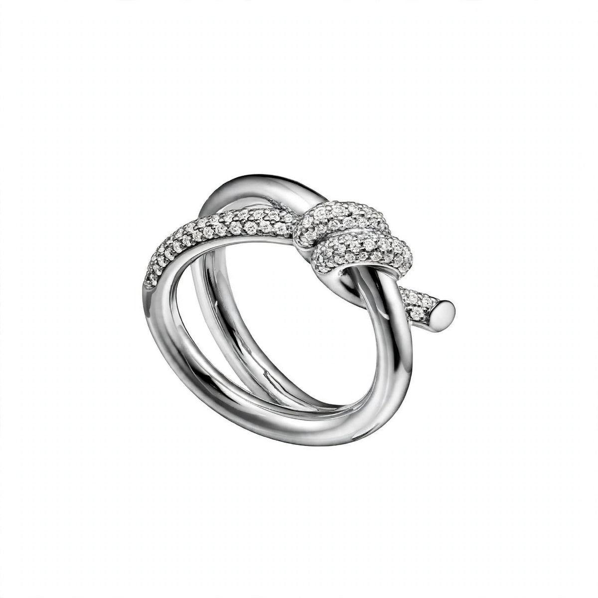 18K Yellow Gold Double-Row Knot Statement Ring