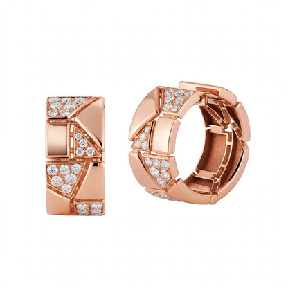 18K Yellow Gold Jigsaw Geometric Hoop Earrings