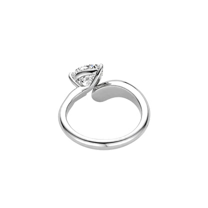 18K Yellow Gold Asymmetric Pear Cut Diamond Engagement Ring.