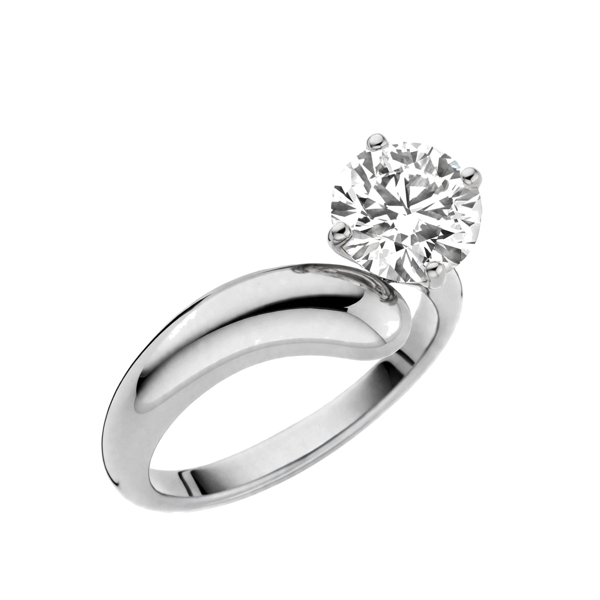 14K Yellow Gold Bypass Solitaire Engagement Ring.