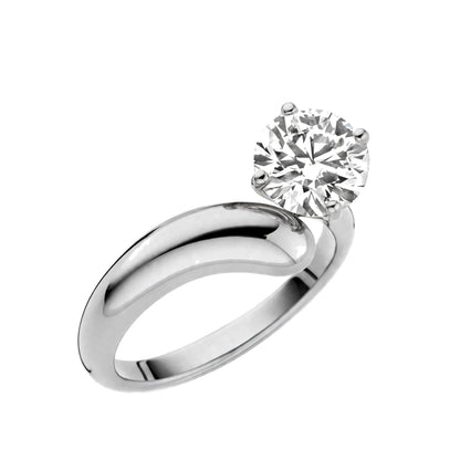 14K Yellow Gold Bypass Solitaire Engagement Ring.