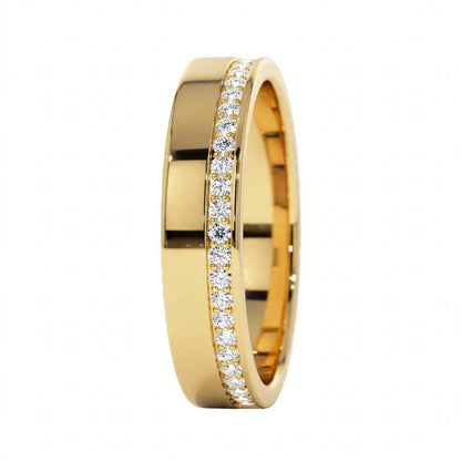 14K Rose Gold Diamond Grooved Wedding Band