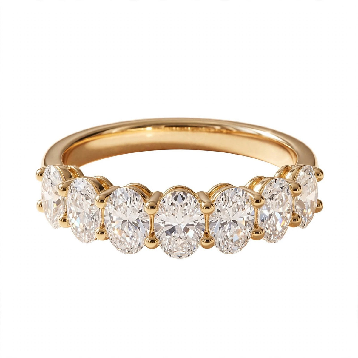 14K Yellow Gold Oval Cut Diamond Half-Eternity Band