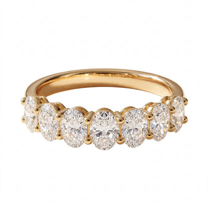 14K Yellow Gold Oval Cut Diamond Half-Eternity Band
