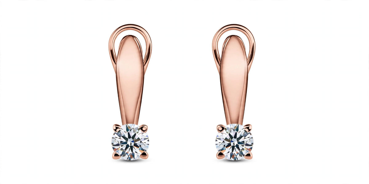 Rose Gold Solitaire Diamond Drop Hoop Earrings