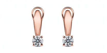 Rose Gold Solitaire Diamond Drop Hoop Earrings