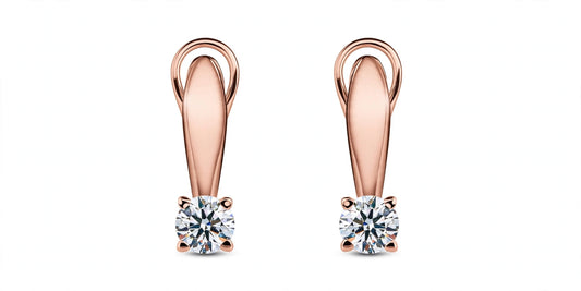 18K Rose Gold Solitaire Diamond Drop Hoop Earrings