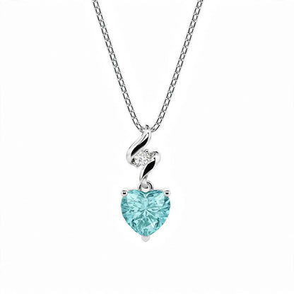 925 Sterling Silver Twist Heart Cut Birthstone Pendant Necklace