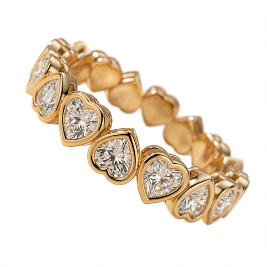 Bezel-Set Heart Cut Diamond Eternity Band