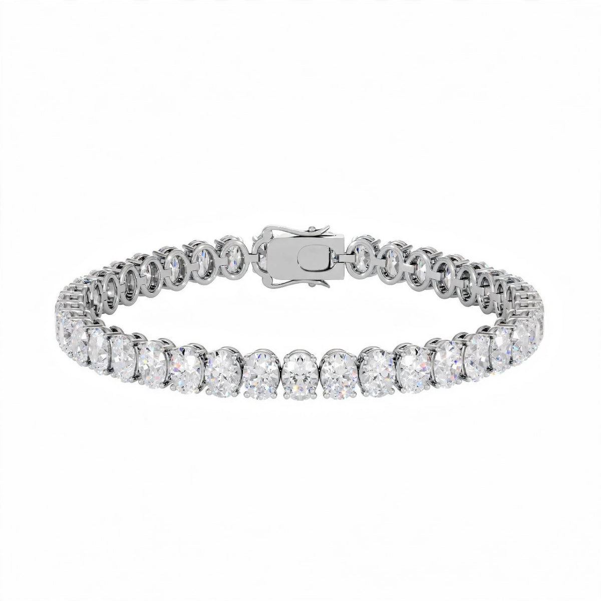 14K Yellow Gold Oval Cut Diamond Tennis Bracelet