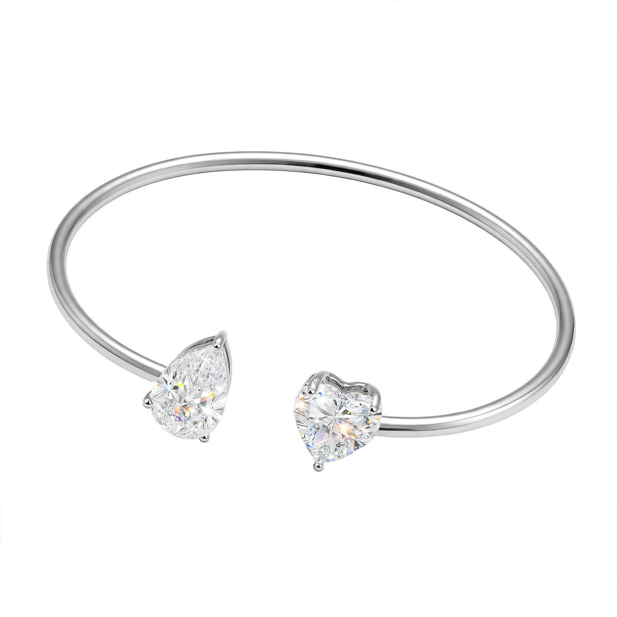 14K Rose Gold Toi et Moi Open Cuff Bracelet