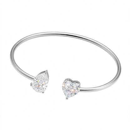 14K Rose Gold Toi et Moi Open Cuff Bracelet