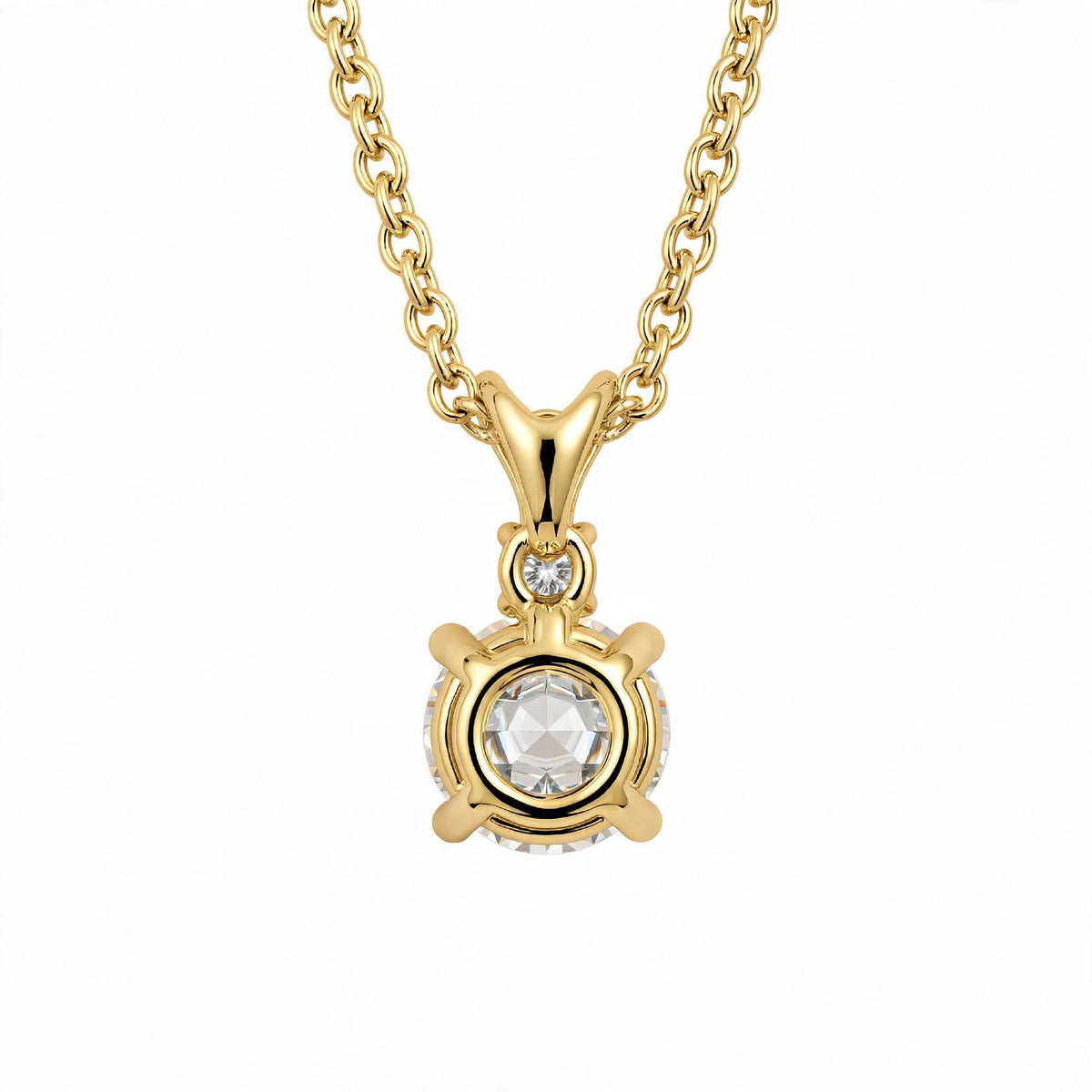 14K White Gold Radiant Dual-Stone Solitaire Diamond Pendant Necklace