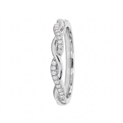 14K Yellow Gold Petite Twisted Vine Pavé Diamond Wedding Band