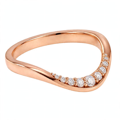 14K White Gold Shared-Prong Curved Diamond Wedding Band