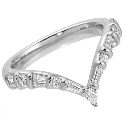 14K Yellow Gold Multi-Shape Diamond Chevron Contour Band