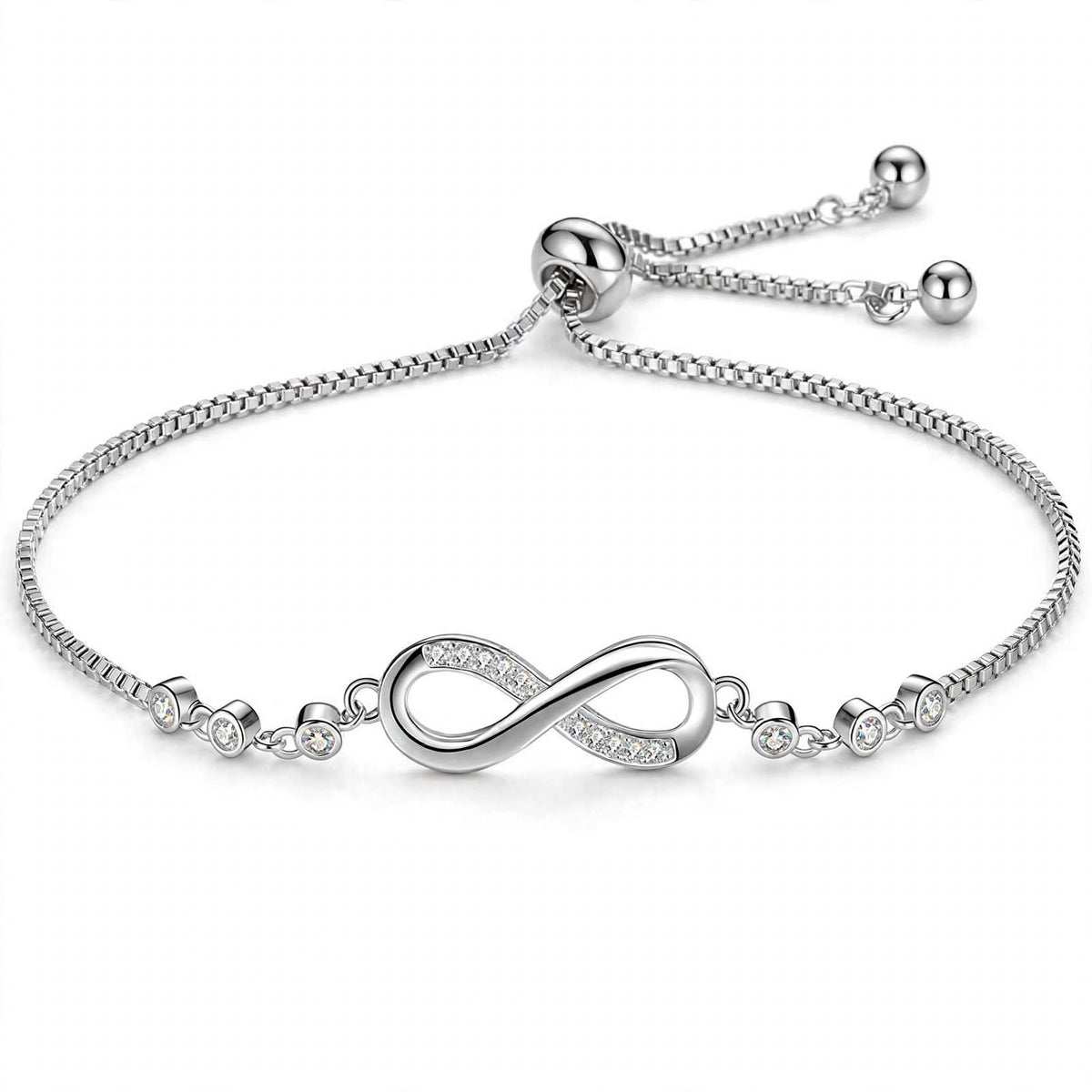 18K Rose Gold Plated Infinity Bolo Bracelet With Lab-Grown Diamonds